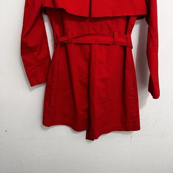 Cabi Women’s 8 Red Double Breasted Belted Trench Coat Jacket Detachable Sleeves - Picture 8 of 11